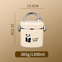 Panda Leak-Proof Stainless Steel Three-Layer Bento Lunch Box beige