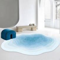Irregular Shaped Area Rug, Faux Cashmere Carpet, Gradient Color, NonSlip, Bedroom, Living Room Decor Cloud Blue 80*120cm gray