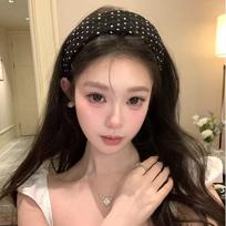 Lazy Personality Polka Dot Pleated Headband – Retro Niche, Girly Korean Style Hair Accessory juoda