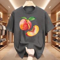 Whole Peach and Slice Man Sports Short Sleeve T-Shirt Summer Short Sleeved Harajuku Streetwear Tops Tees Aesthetic Clothes 3XL black