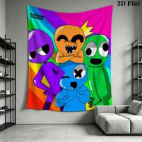 Rainbow Friends Spirit Wall Tapestry Aesthetic Wall Hanging Printed Fabric Blanket Decorative Tapestries for Bedroom Living Room Home Decor 180cm x 230cm purple