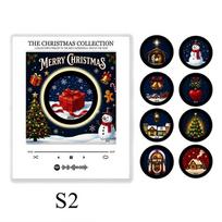 Kalėdinės muzikos šaldytuvo magnetukas su NFC grotuvu Retro vinilo plokštelių grotuvo rinkinys su 9 keičiamais diskais LED šviečianti dekoracija namams black