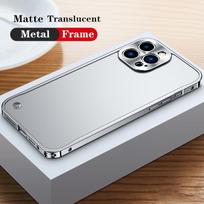 Prabangus metalinio rėmo objektyvo apsauginis dėklas, skirtas iPhone 16 15 14 13 12 11 Pro Max aliuminio telefono dėklas, skirtas iPhone 16 Plus Matinis galinis dangtelis For iphone 13pro max sidabras