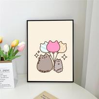 1 vnt. Animacinis P-Pusheen K-Kawai Katė Lipnus Meno Plakatas Vandeniui Atspari Popierinė Lipdukas Kavos Namelio Baro Kambario Sienų Dekoras 30cm×40cm NoFrame