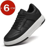 New Man Summer Elevator Shoes Comfortable Breathable Chunky Sneakers for Men Height Increase Insole 6cm Casual Shoes Lift Sports 38 black