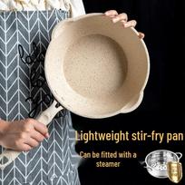 Compact Maifan Stone Non-Stick Wok – Extra Light, Single-Serve Stir-Fry Pan for Home or Baby Food 20cm White without Lid