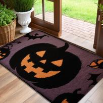Halloween Scary Cute Ghosts And Smiling Faces Pumpkin Pattern Entrance Mat Foyer Decoration Carpet Mat 40cmx60cm white