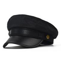 Unisex PU odos karinė kepurė rudeniui, jūreiviška kepurė moterims, vyrams, vyrams, juoda, moteriška, kelioninė, studentiška kepurė, kapitono kepurė, armijos plokščia viršūnė 56-58cm juoda