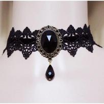 Collares Sexy Gothic Chokers Crystal Black Lace Neck Choker Necklace Vintage Victorian Women Chocker Steampunk Jewelry