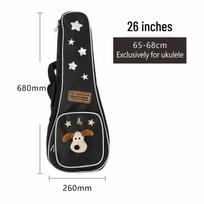 Thickened Cute Ukulele Shoulder Bag Case - Fits 21, 23, and 26 Inch black