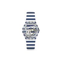 Swatch Transformation Series Quartz Movement Waterproof Watch 34*39.2mm Skeleton Dial Plastic Case Silicone Strap GE270 Unisex watches GE270 Blue White gray