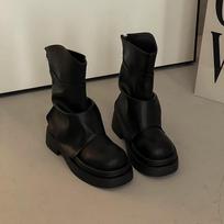 British retro platform Martin boots women's autumn and winter fashion trend leather boots versatile trouser tube boots fashion boots 40 gray