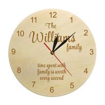 Time Spent With Family Is Worth Every Second Personalized Family Name Wooden Wall Clock Custom Name Farmhouse Style Wall Clock 12 inch white