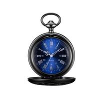 Steampunk Antique Quartz Steel Men's Vintage Dial Pocket Watch with Bronze Chain mėlyna