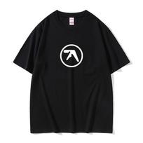 Aphex Twin Logo Print Tshirt Unisex Casual Vintage Short Sleeve T Shirts Hip Hop Tshirts Streetwear Tops M black