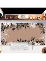 Brown Flowers Mouse Pad Large Game Computer HD Keyboard Pad Art Desk Mat Rubber Non-Slip Office Mousepad Table Accessories Gift 30cmx80cm gray