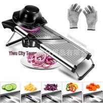 Adjustable Stainless Steel Mandoline Slicer Set with Glove & Brush – Multi-Functional for Vegetables & Melons