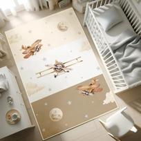 Airplane Patterned Children's Carpet  Air Balloon Kids Mat Baby Boy Gift NonSlip Activity Rug Kids Rug Brown Baby Room Mats 50X80cm
