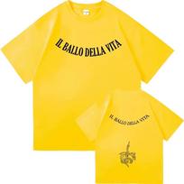 2026 Summer Hot Sale Damiano David Il Ballo Della Vita Tattoo T Shirt Hip-hop Punk Men Women Oversized T-shirt Cotton Gothic Round T-shirt XXL yellow