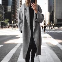 Women's Long Wool Trench Coat, Multiple Colors & Sizes, Winter Outerwear for Ladies XXXL gray