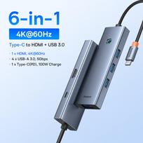 Baseus USB C HUB Dual HDMI 8K 4K Adapter 10-in-1 USB 3.2 10Gbps Splitter with RJ45 SD TF Type C PD 100W for MacBook Pro Air HUB