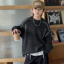 Boys Long Sleeve Thick Knit Sweater Winter Autumn Kids Casual Pullover 140cm pilka