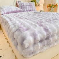 Triušio pliušinis paklodė su gilia kišene Žieminė sutirštinta šilta čiužinio apsauga Minkštas pūkuotas dvigulis čiužinio užvalkalas 2XPillowcase(48x74cm )