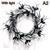 1Pc Spooky Prank Black Branch Wreath Decoration-Vintage Indoor/Outdoor Wall-Mounted Hanging Garland With Twisted Branches A2