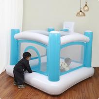 Inflatable Bouncer with Basketball Hoop Safe Toy Child-Friendly for Backyard blue