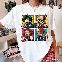 My Hero Academia Kids T‑Shirt Deku Bakugo & Todoroki Anime Graphic T‑Shirt Fan Gift Tee Summer High‑Quality Tops 160 oranžinė