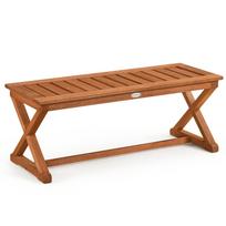 Lauko suoliukas iš kietmedžio, su groteliniu sėdimu paviršiumi, tikmedžio spalvos, 111,8 × 41,9 × 43,2 cm