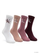 CALVIN KLEIN Moteriškos kojinės, 4 poros, CK WOMEN SOCK 4P GIFTBOX MONOLOGO