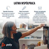HP Poly „Poly Blackwire 3210 Monaural“ „USB-C“ ausinės + „USB-C/A“ adapteris