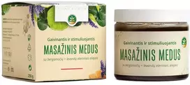 Mėta Masažinis medus su bergamočių, levandų ir rozmarinų eteriniais aliejais, 250 g