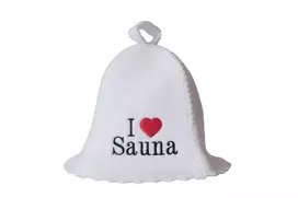 Pirties kepurė - I love sauna, balta