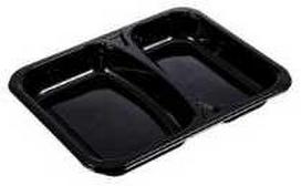 Abena 2 skyrių dėklas 2227-2L 330/440 ml 227x178x30 mm CPET juodas, 360 vnt./dėžėje