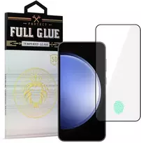 Topt Apsauginis stiklas HARD Full Glue 5D, skirtas Samsung Galaxy S23, Juodas (su piršto atspaudo atrakinimo funkcija)
