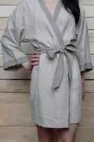 Rankų darbo lininis chalatas - kimono