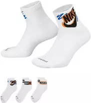 Nike Kojinės Unisex U Nk Ed Pls Ankle 3P Sport 144 Baltas HJ9378 901