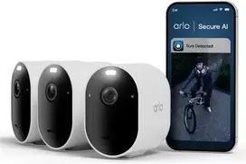 Arlo Pro 6 2K+ apsaugos kamera, 3 kamerų, IP apsaugos kamera, lauko, laidinė ir belaidė, 7,5 m, Amazon Alexa ir Google Assistant, automatinė