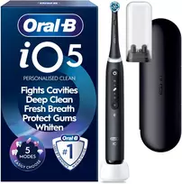 „Oral B iO5“ elektrinis dantų šepetėlis – juodas – 1 šepetėlio galvutė, aukščiausios kokybės kelioninis dėklas