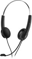 Genius HS-220U AI ausinės su mikrofonu, laidinės, juodos, 2.0, ant galvos, USB