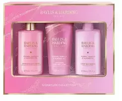 Baylis & Harding Signature Collection kūno priežiūros rinkinys (Jojoba, vanilė ir migdolų aliejus) – dovanų kūno priežiūros rinkinys (3 vnt.)