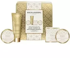 Baylis & Harding Luxury Pamper Tin (Mandarinai ir greipfrutai) – kūno priežiūros dovanų rinkinys skardinėje dėžutėje (4 vnt.)