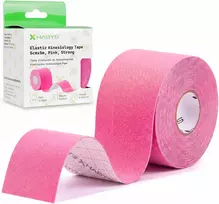 Sporto ir reabilitacijos kinezio juosta (kineziologinis teipas) Habys Strong Elastic 5 cm × 5 m, rožinė