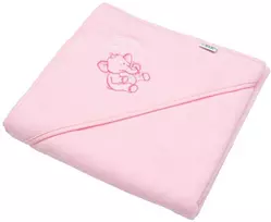 New Baby Vaikiškas frotinis rankšluostis su gobtuvu 80x80 rožinis