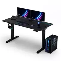 ULTRADESK Žaidėjo stalas VORTEX, 140,5x70cm, 72-122cm, juoda