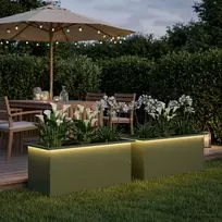 Sodo vazonas su LED 2 vnt. Alyvuogių žalia 40 x 80 x 40 cm