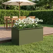 Sodo vazonas su LED Alyvuogių žalia 50 x 100 x 48 cm Plienas