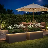 Sodo vazonas su LED 2 vnt. Juoda 40 x 100 x 40 cm Plienas
